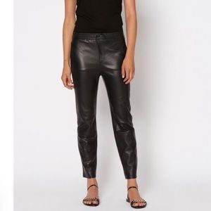 SCANLAN THEODORE Black Leather Pants Joggers Trousers XS